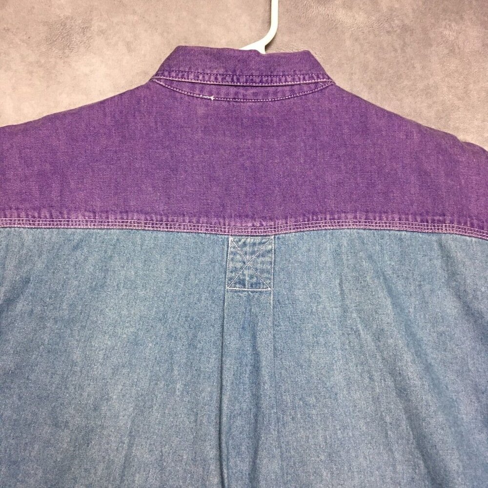 Vintage Nuovo County‎ Seat Chambray Shirt size Medium Long Sleeve Purple Button - Picture 11 of 14